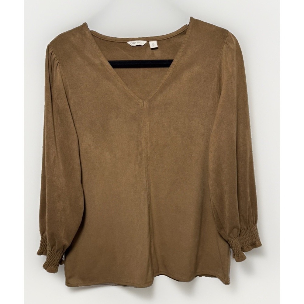 Cato, Est 1946 Tunic Top Brown Sueded, Bell Sleeves Sz- Medium Boho minimalist